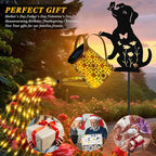 Solar Lights Outdoor Decorative, Watering Can with Cascading Lights, with Dog Silhouette Garden Stakes, Waterproof Metal Garden Decor for Yard Art, Outside, Patio, Lawn Ornaments - Che Cose Belle