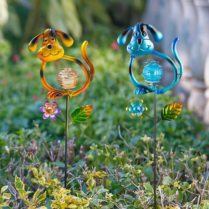 Solar Outdoor Garden Lights,27.4''H Dog Solar Figurine Lights,Waterproof Solar Decorative Garden Stakes for Lawn Patio Pathway, Solar Lights for Outside for Mom,Women,Dog Lovers - Che Cose Belle