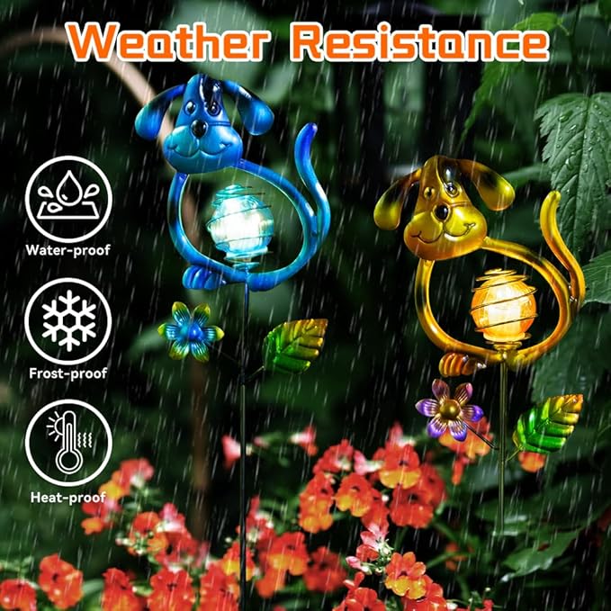 Solar Outdoor Garden Lights,27.4''H Dog Solar Figurine Lights,Waterproof Solar Decorative Garden Stakes for Lawn Patio Pathway, Solar Lights for Outside for Mom,Women,Dog Lovers - Che Cose Belle