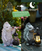 Solar Squirrel Statues for Garden Decor: Outdoor Figurines Sculpture with Lantern for Yard Art Lawn Patio Balcony - Gifts for Mom Grandma - Che Cose Belle