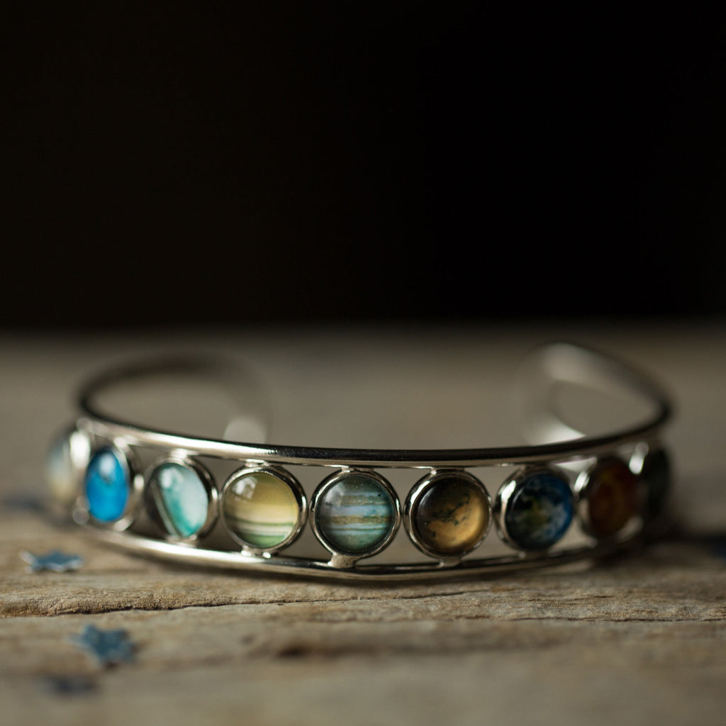 Solar System Silver Bangle Bracelet - Che Cose Belle