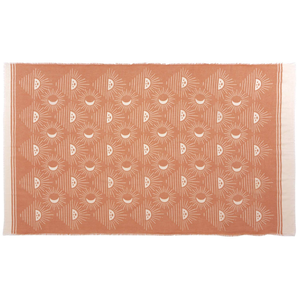 Soleil Printed Cotton Long Designer Scarf in Light Brown | Wrap Shawl Scarves | 40” x 72” - Che Cose Belle