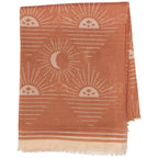 Soleil Printed Cotton Long Designer Scarf in Light Brown | Wrap Shawl Scarves | 40” x 72” - Che Cose Belle