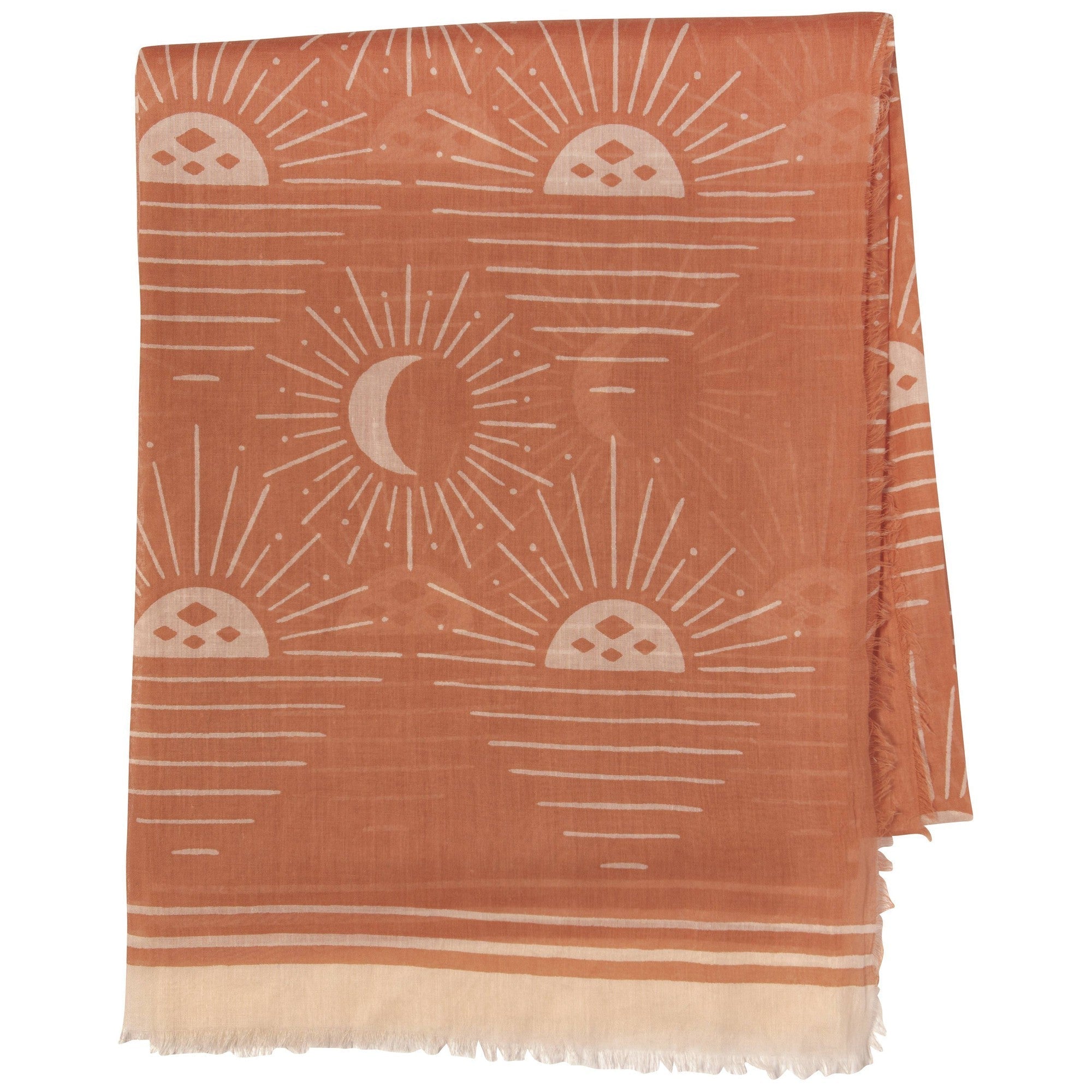 Soleil Printed Cotton Long Designer Scarf in Light Brown | Wrap Shawl Scarves | 40” x 72” - Che Cose Belle