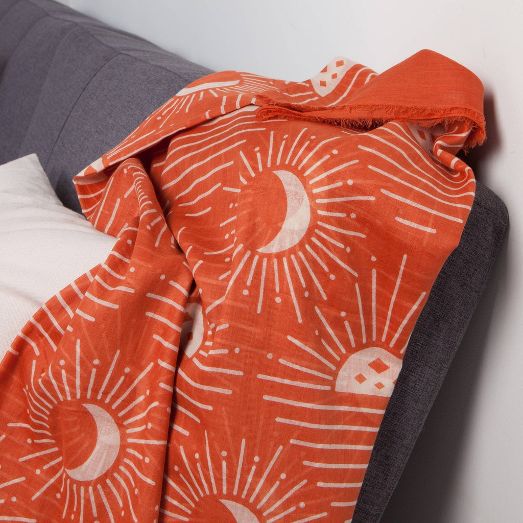 Soleil Printed Cotton Long Designer Scarf in Light Brown | Wrap Shawl Scarves | 40” x 72” - Che Cose Belle