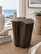 Solid Teak Wood Stump Side Table | Organic Accent Stool | Made in Indonesia - Che Cose Belle