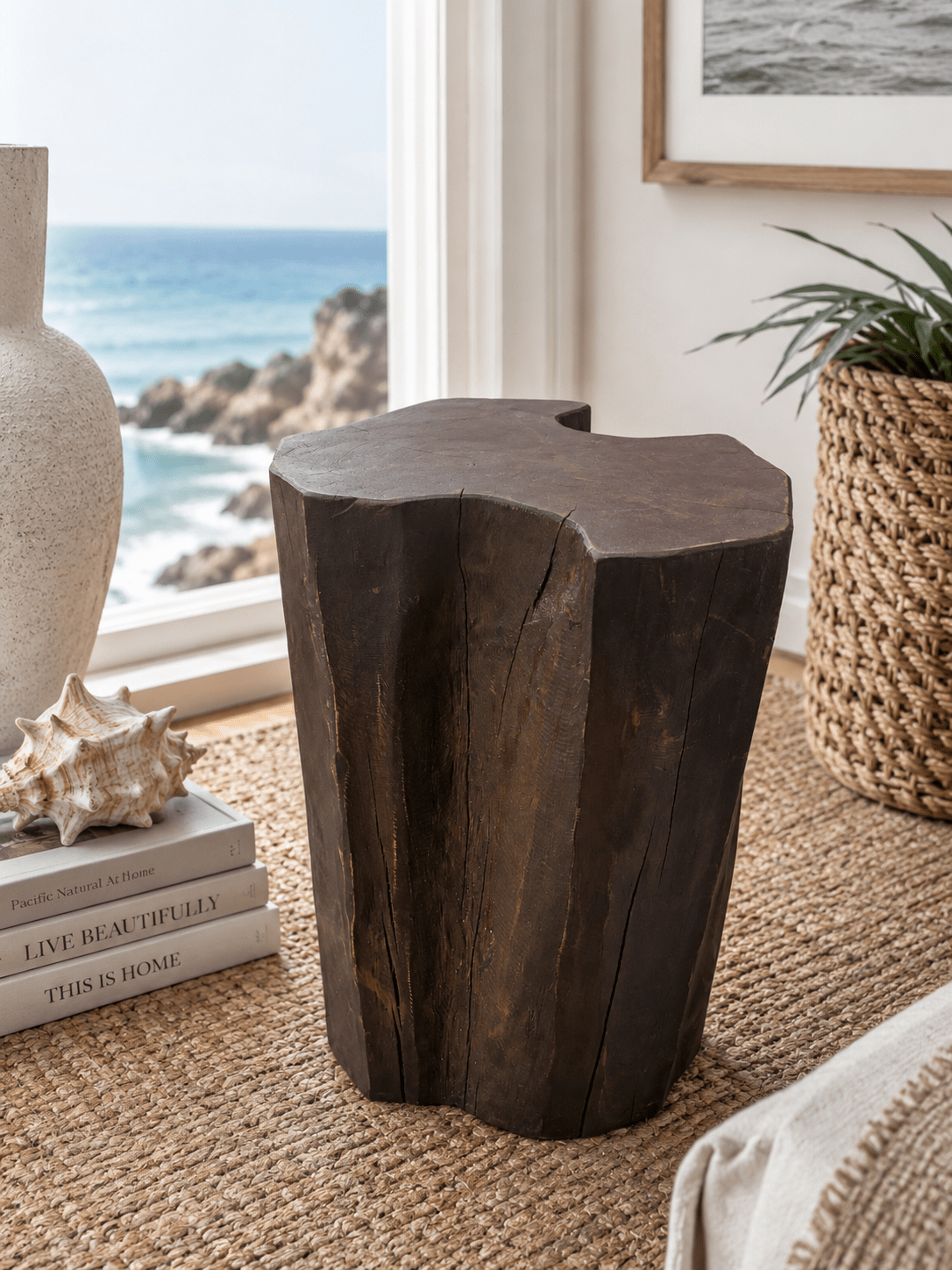 Solid Teak Wood Stump Side Table | Organic Accent Stool | Made in Indonesia - Che Cose Belle