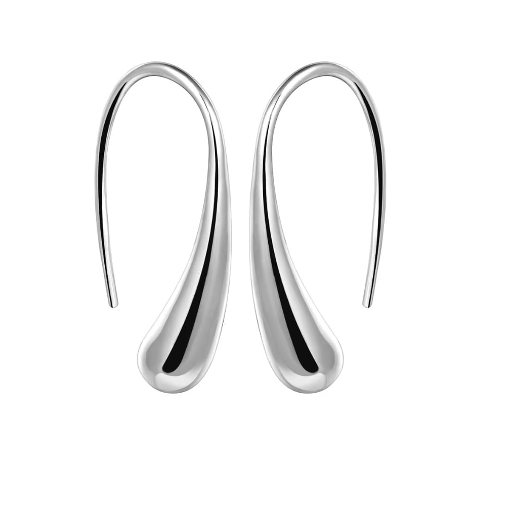 Sophia Teardrop Hook Earrings – Modern Minimalist Design in Silver or Gold - Che Cose Belle