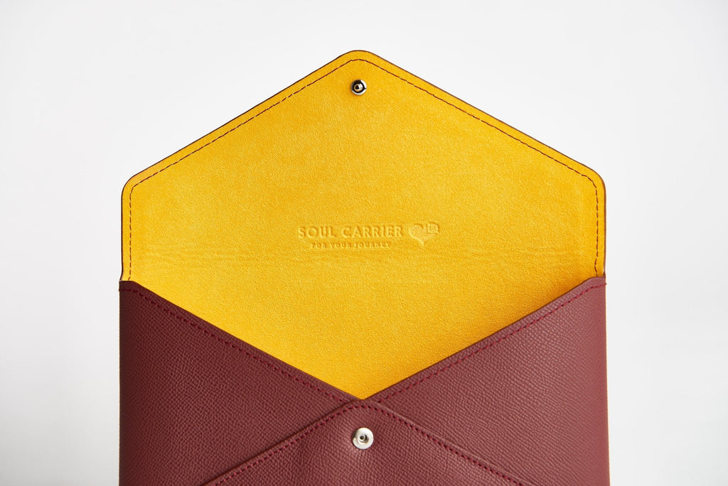 Soul Carrier x ASU Maroon Epsom Leather Clutch - Che Cose Belle