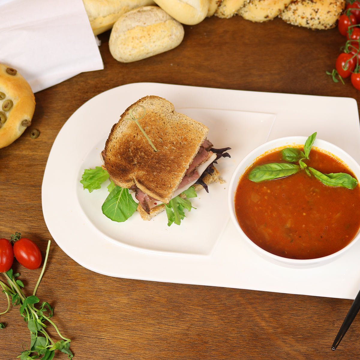 Soup and Sandwich Plate - Set of 4 - Che Cose Belle