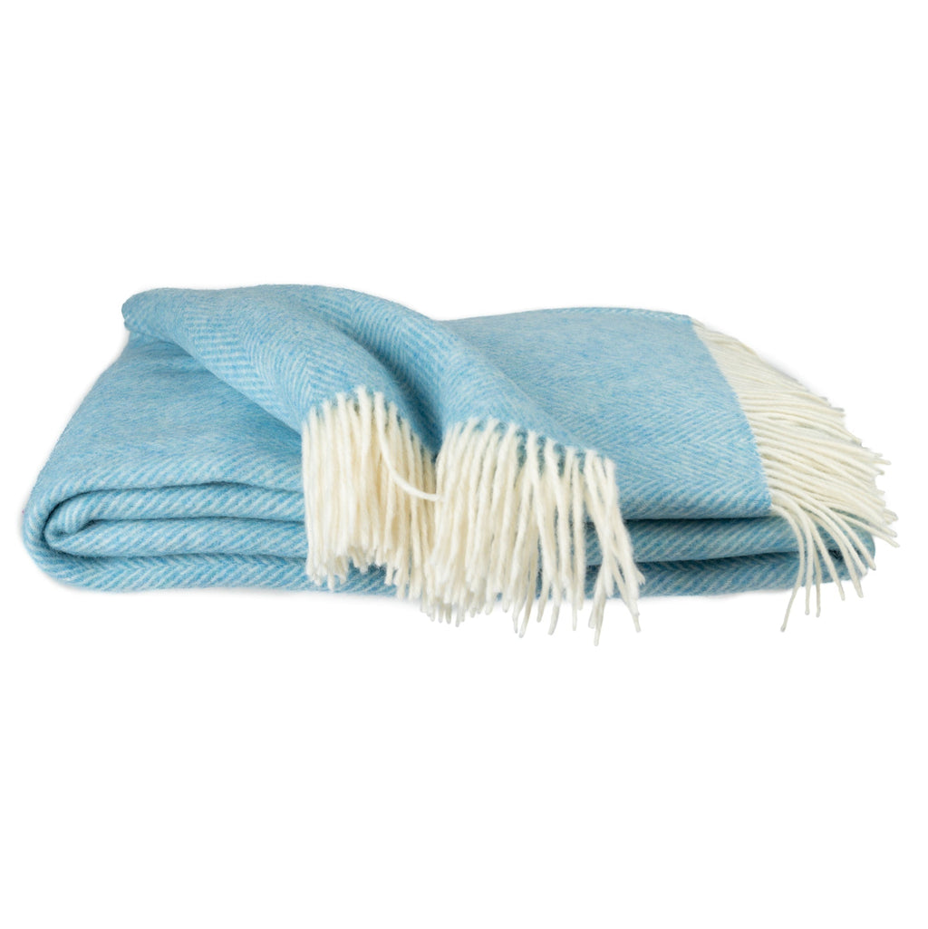 Southampton Home Merino Wool Herringbone Throw (Sky Blue) - Che Cose Belle