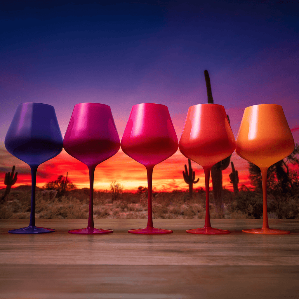 Southwest Sunset Large Colored Wine Glass| Set of 5 | 20 oz - Che Cose Belle