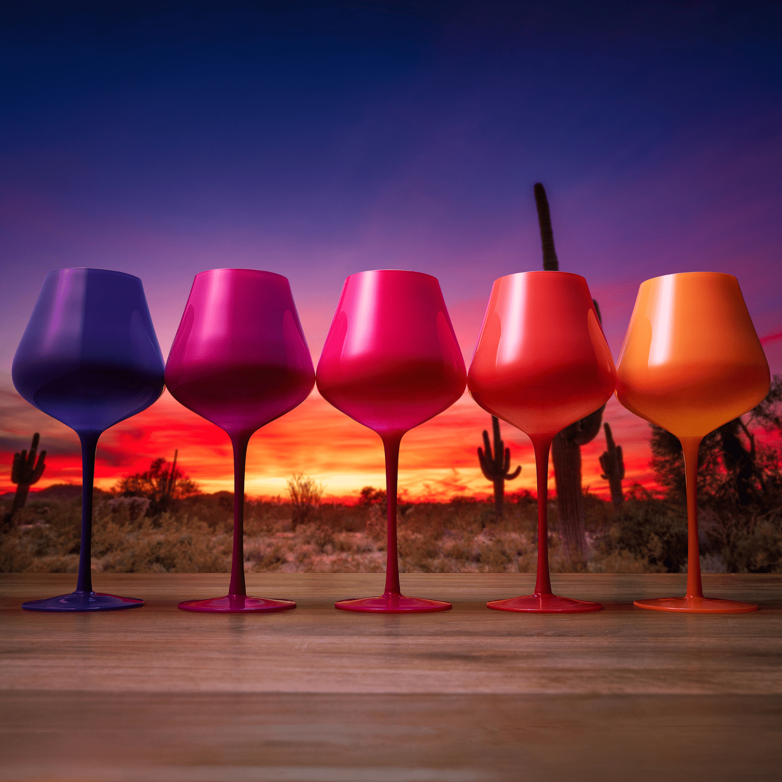Southwest Sunset Large Colored Wine Glass| Set of 5 | 20 oz - Che Cose Belle