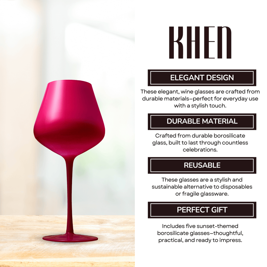 Southwest Sunset Large Colored Wine Glass| Set of 5 | 20 oz - Che Cose Belle