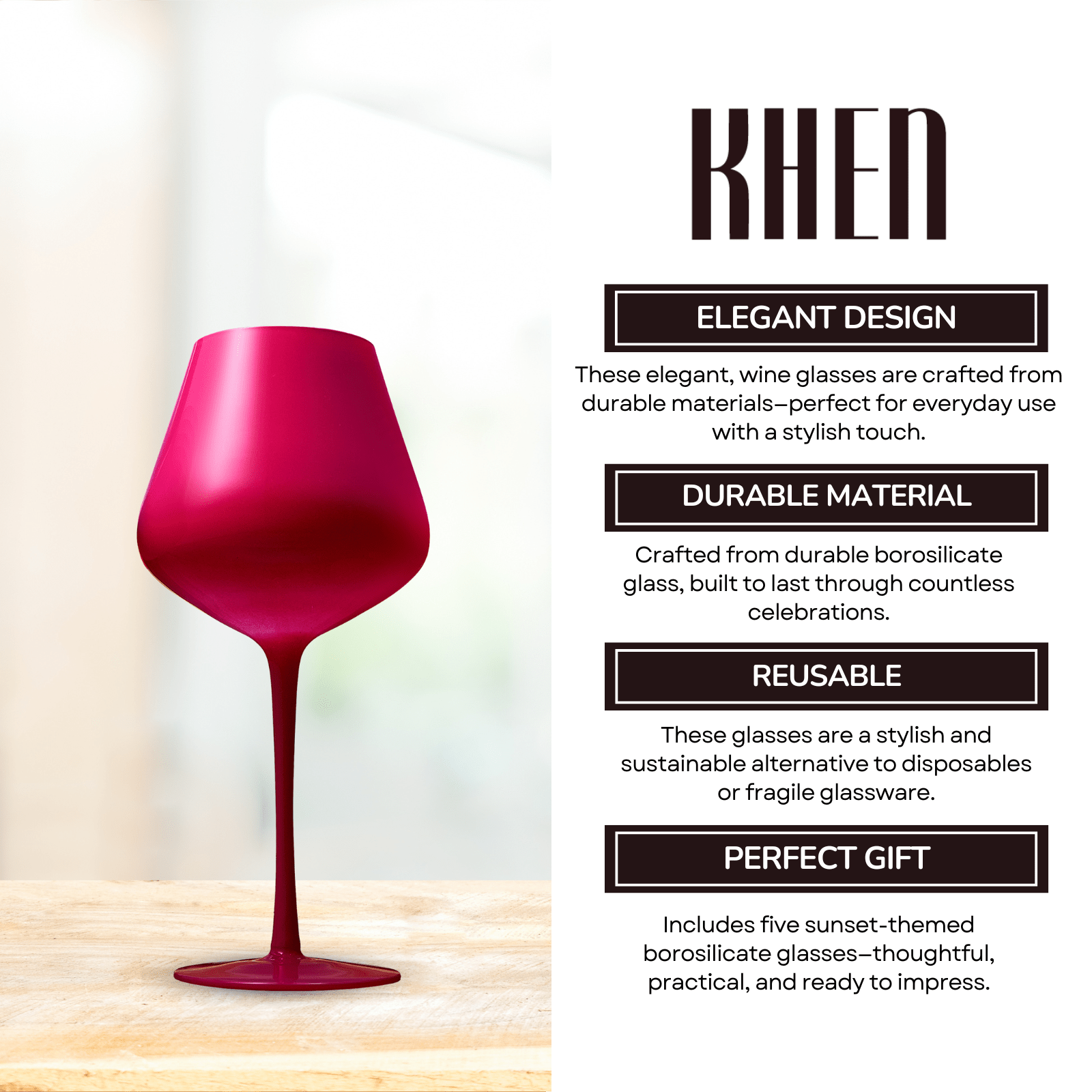 Southwest Sunset Large Colored Wine Glass| Set of 5 | 20 oz - Che Cose Belle