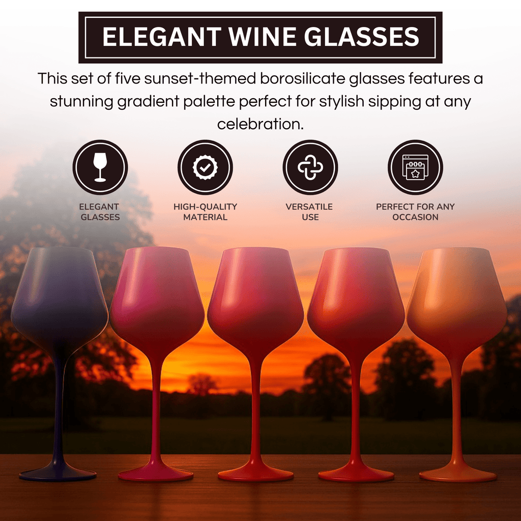 Southwest Sunset Large Colored Wine Glass| Set of 5 | 20 oz - Che Cose Belle