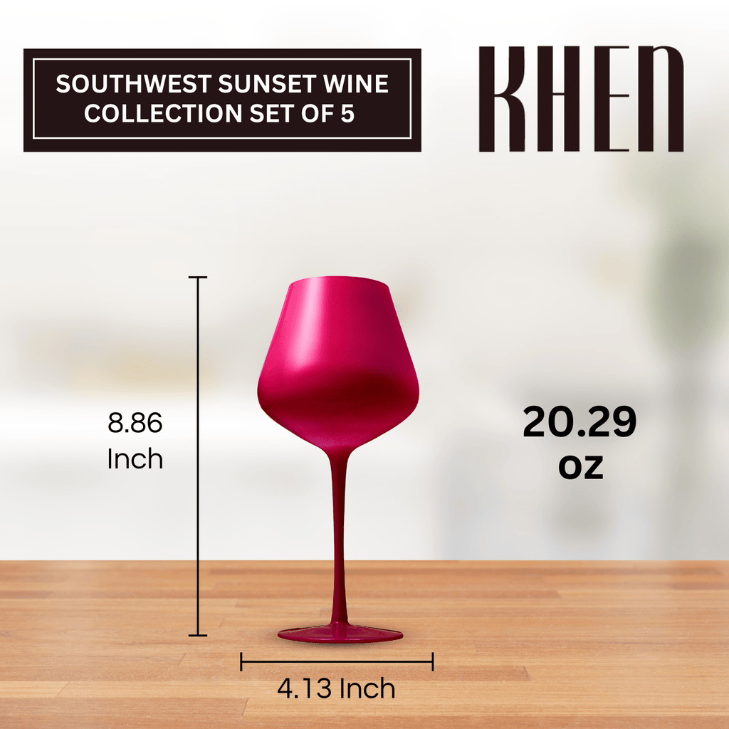 Southwest Sunset Large Colored Wine Glass| Set of 5 | 20 oz - Che Cose Belle