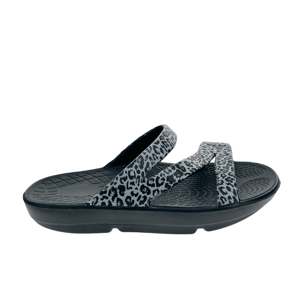 Sovella Active Recovery Sandals Women's PF Slide Black/Leopard - Che Cose Belle