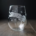 Space Dog Stemless Wine Glass - etched glassware - Che Cose Belle
