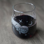 Space Dog Stemless Wine Glass - etched glassware - Che Cose Belle