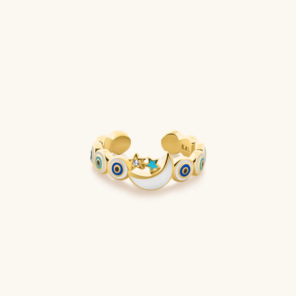 Sparkling Protection - Moon & Star Ring - Che Cose Belle