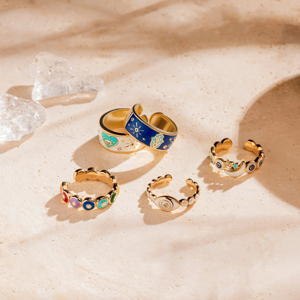 Sparkling Protection - Moon & Star Ring - Che Cose Belle