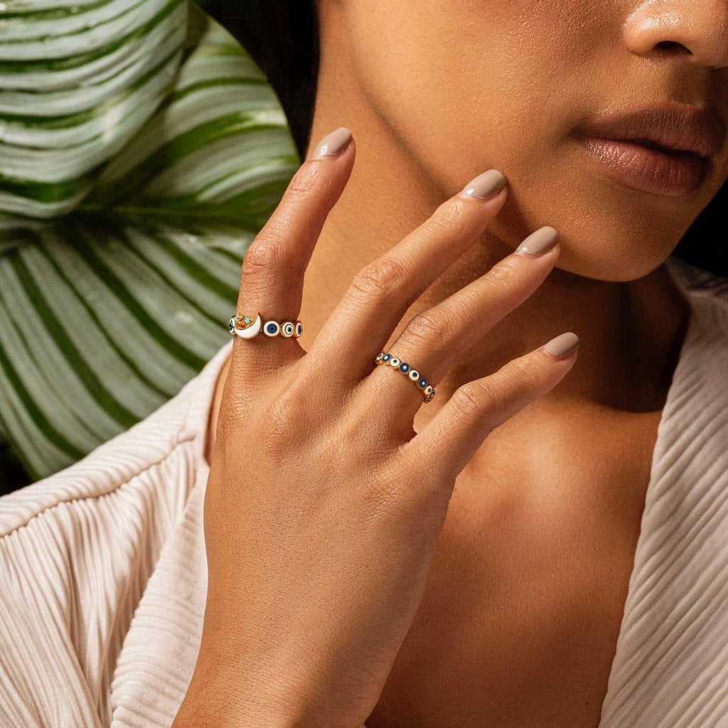 Sparkling Protection - Moon & Star Ring - Che Cose Belle