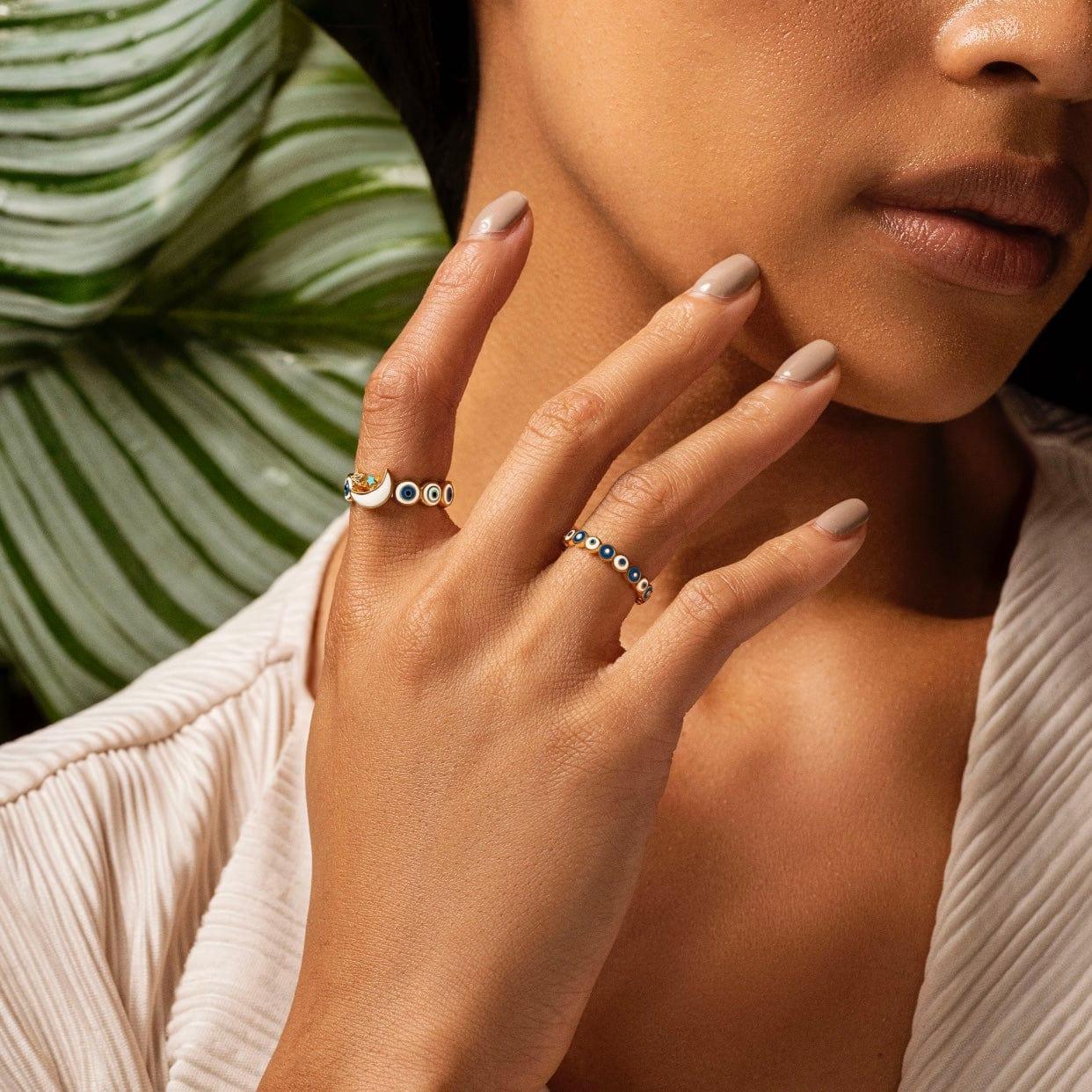 Sparkling Protection - Moon & Star Ring - Che Cose Belle
