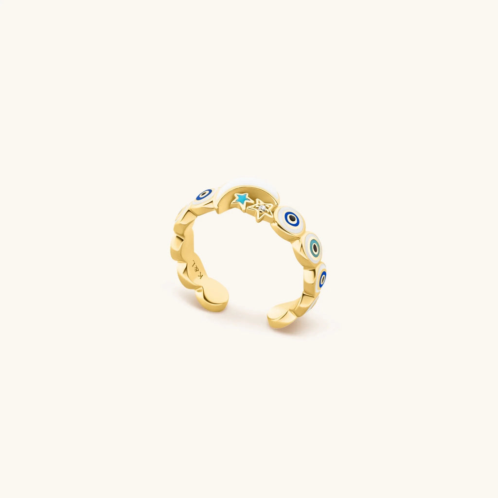 Sparkling Protection - Moon & Star Ring - Che Cose Belle