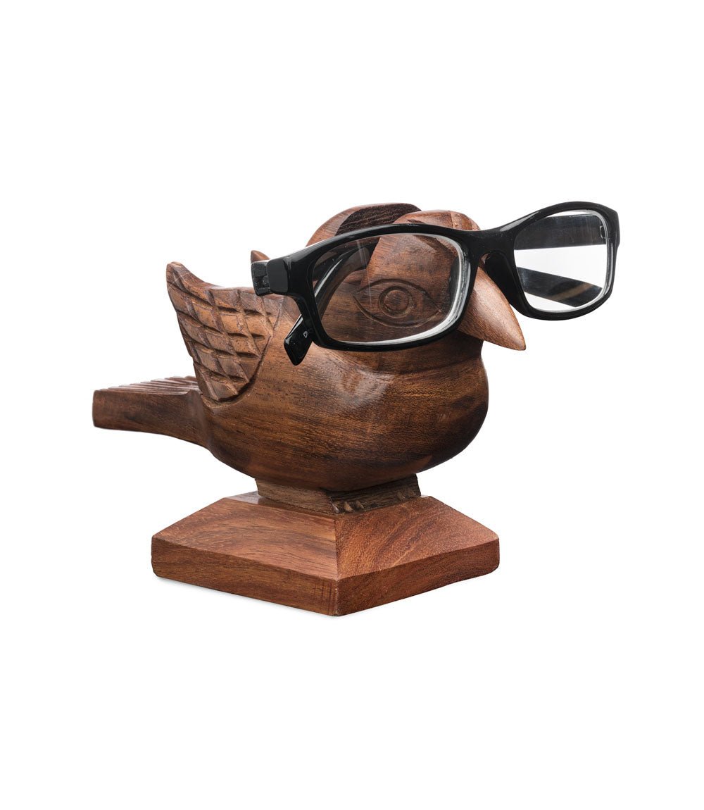 Sparrow Eyeglass Holder Stand - Handcrafted Indian Rosewood - Che Cose Belle