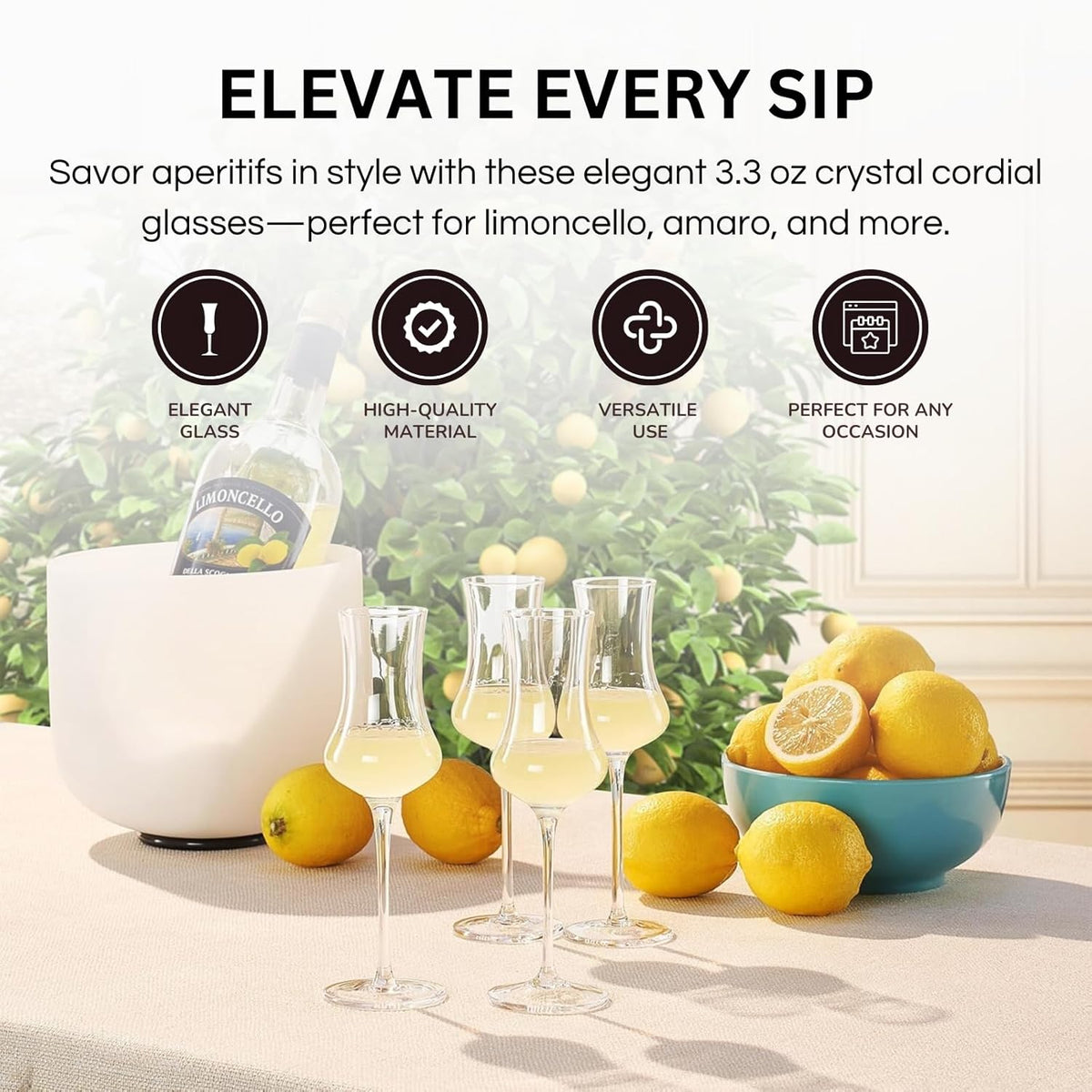Specialty Limoncello Cocktail Glassware, Set of 4 - Che Cose Belle