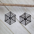 Spider Web Wooden Dangle Earrings | Halloween Spooky Jewelry - Che Cose Belle