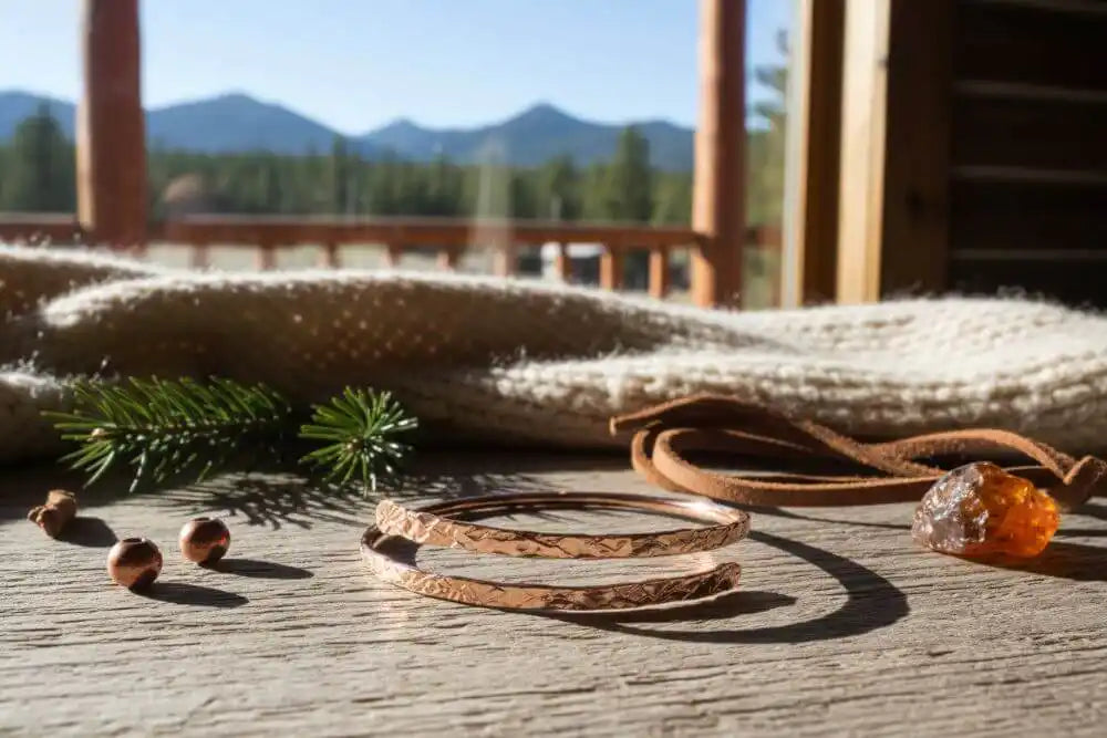 Handmade Adjustable 10 Gauge Copper Hammer Textured Overlap Bangle