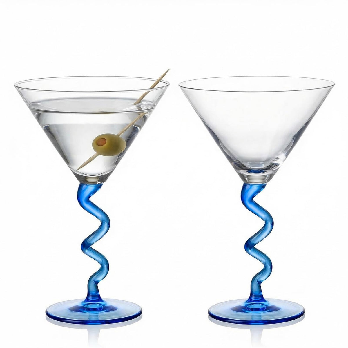 Spiral Stem Martini Glasses Set of 2, 9.2oz 7.05" Blue - Che Cose Belle