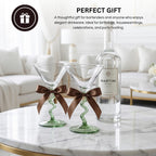Spiral Stem Martini Glasses Set of 2, 9.2oz 7.05" Green - Che Cose Belle