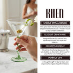 Spiral Stem Martini Glasses Set of 2, 9.2oz 7.05" Green - Che Cose Belle
