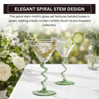 Spiral Stem Martini Glasses Set of 2, 9.2oz 7.05" Green - Che Cose Belle