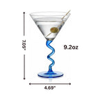 Spiral Stem Martini Glasses Set of 6, 9.2oz 7.05" Multicolor Twisted Base Glass - Che Cose Belle