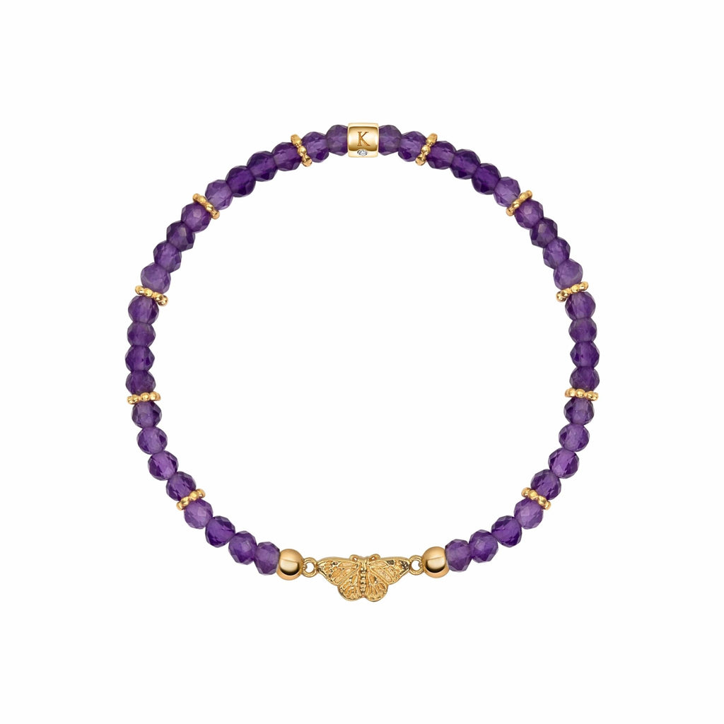 Spiritual Transformation - Amethyst Butterfly Charm Bracelet - Che Cose Belle
