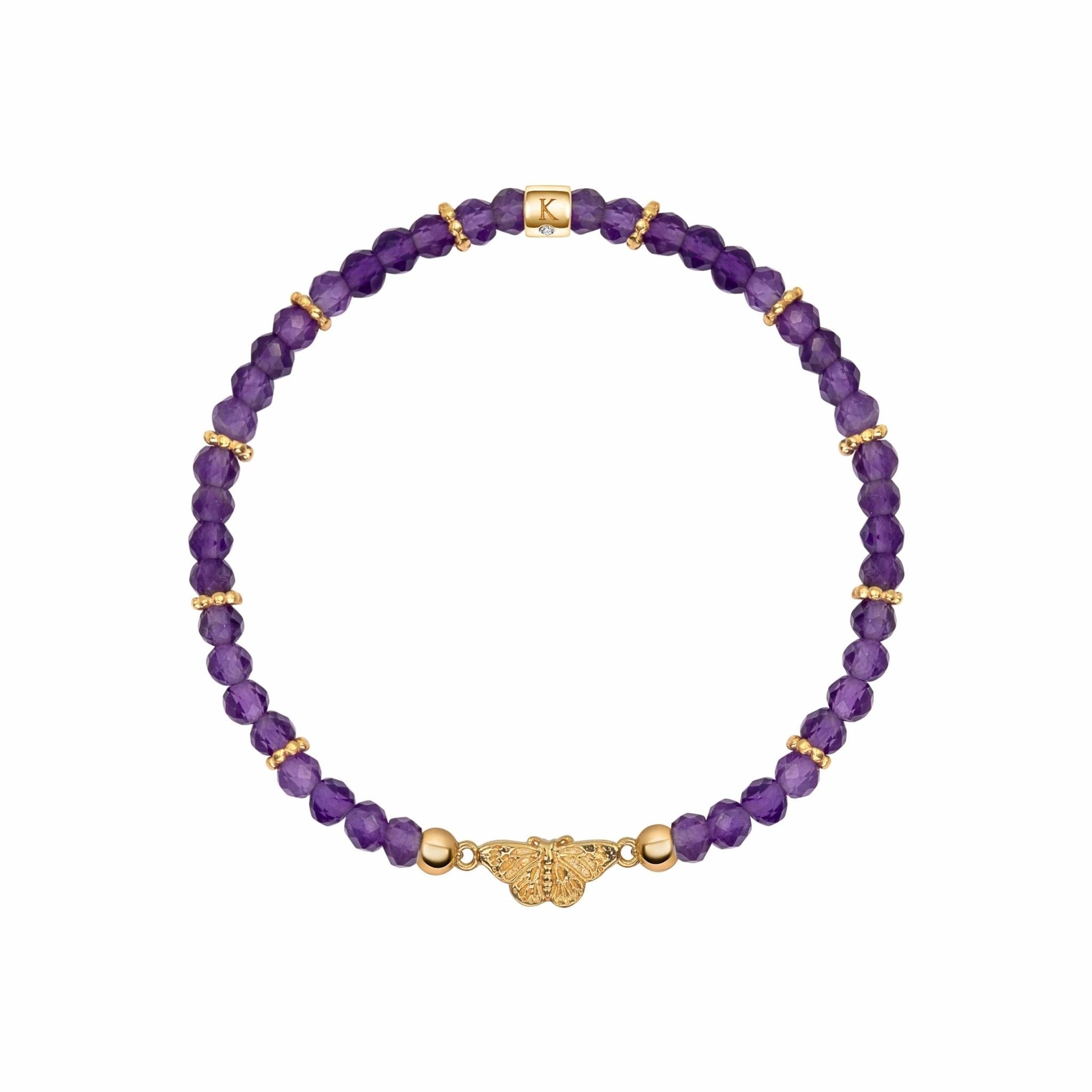 Spiritual Transformation - Amethyst Butterfly Charm Bracelet - Che Cose Belle