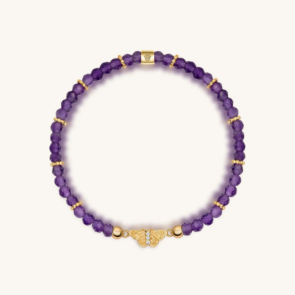 Spiritual Transformation - Amethyst Butterfly Charm Bracelet - Che Cose Belle
