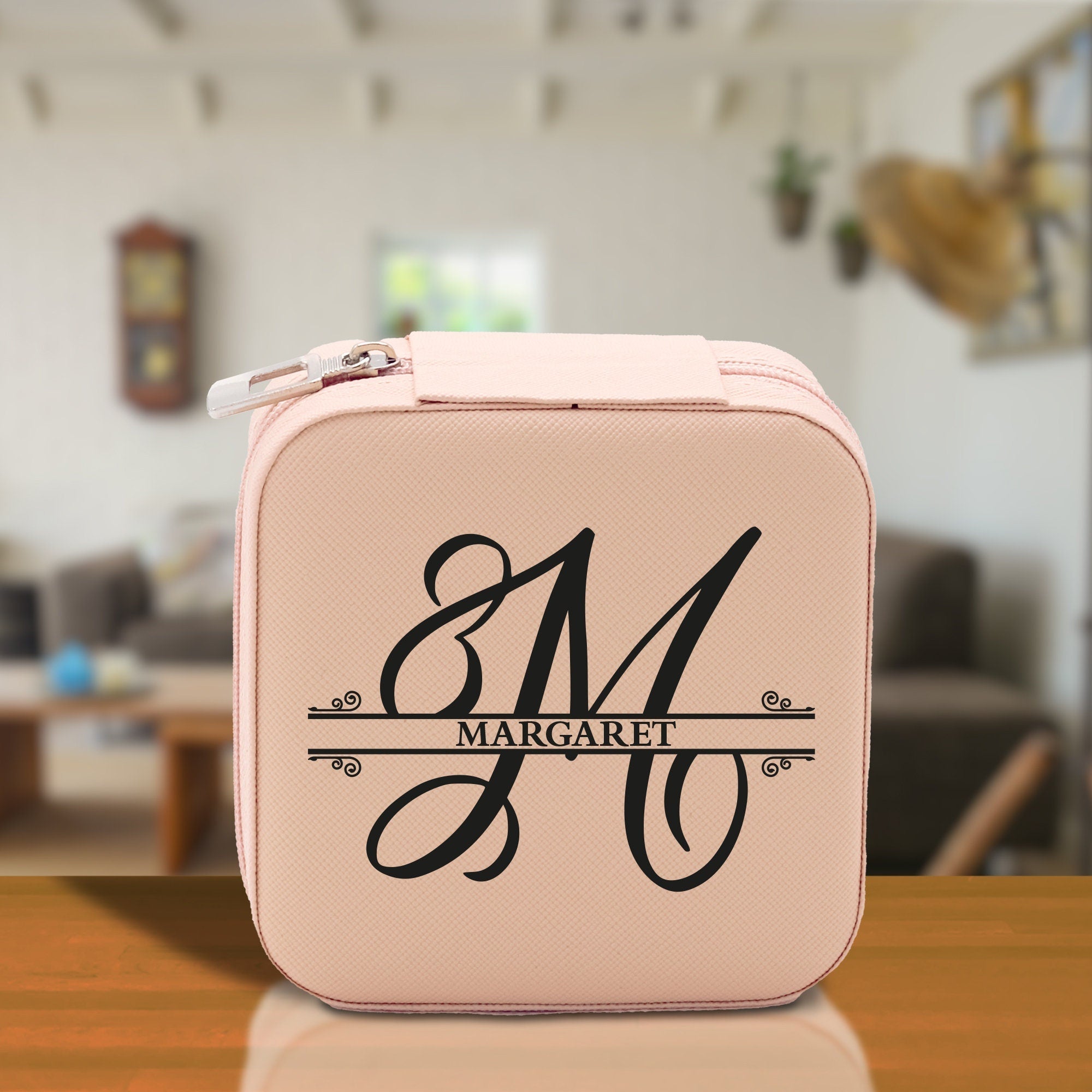 Split Initial and Name Custom Cotton Canvas Tote Bag Personalized Initial Tote Birthday Gift Wedding Gift Jewelry Box Frosted Can Glass Set - Che Cose Belle