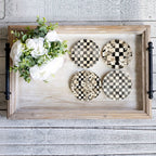 Spring Ceramic Coasters Set of 4 Courtly Check Designs Absorbent Drink Coasters for Table Protection - Che Cose Belle