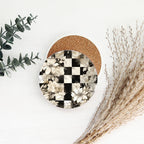 Spring Ceramic Coasters Set of 4 Courtly Check Designs Absorbent Drink Coasters for Table Protection - Che Cose Belle