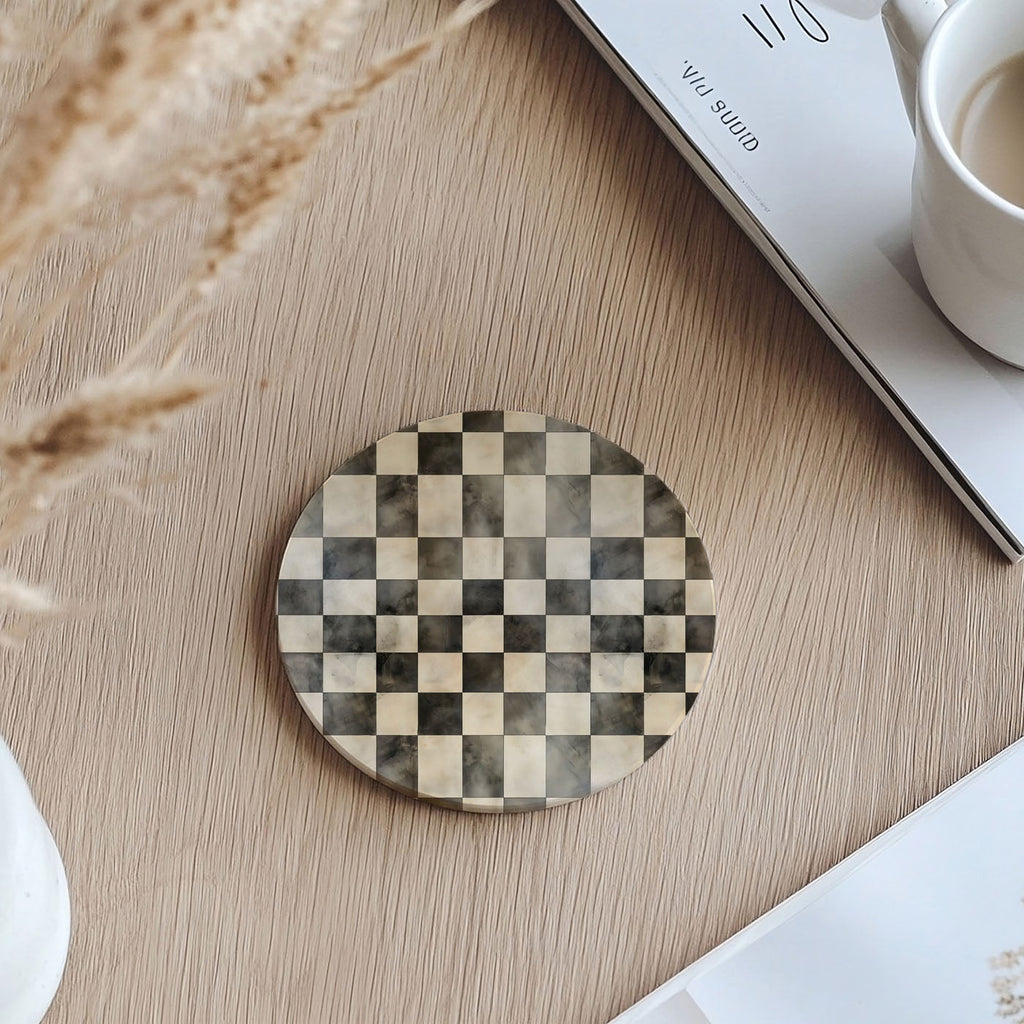 Spring Ceramic Coasters Set of 4 Courtly Check Designs Absorbent Drink Coasters for Table Protection - Che Cose Belle