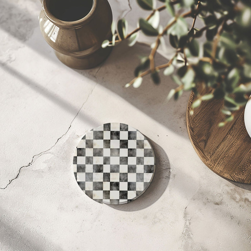 Spring Ceramic Coasters Set of 4 Courtly Check Designs Absorbent Drink Coasters for Table Protection - Che Cose Belle