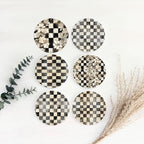 Spring Ceramic Coasters Set of 4 Courtly Check Designs Absorbent Drink Coasters for Table Protection - Che Cose Belle