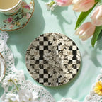 Spring Ceramic Coasters Set of 4 Courtly Check Designs Absorbent Drink Coasters for Table Protection - Che Cose Belle