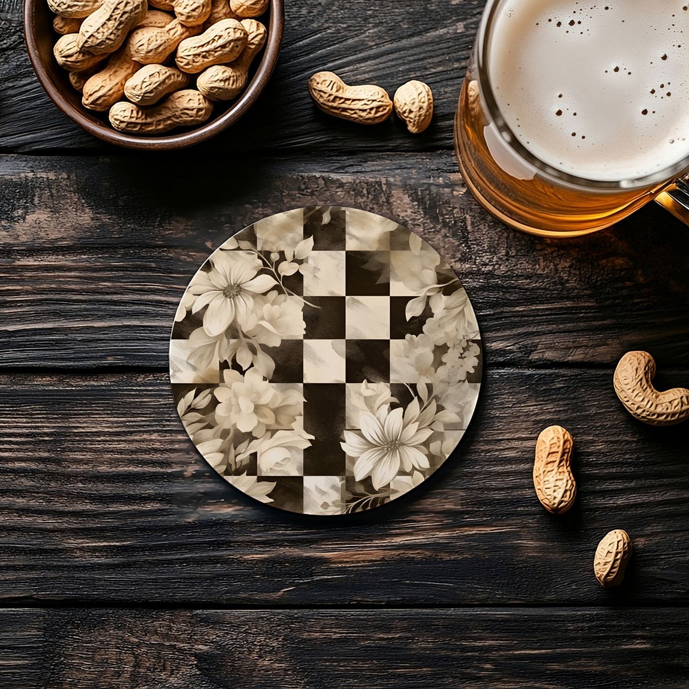 Spring Ceramic Coasters Set of 4 Courtly Check Designs Absorbent Drink Coasters for Table Protection - Che Cose Belle