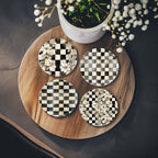 Spring Ceramic Coasters Set of 4 Courtly Check Designs Absorbent Drink Coasters for Table Protection - Che Cose Belle